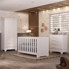 Quarto de Bebê com Guarda Roupa 3 Porta 2 Gavetas Cômoda 4 Gavetas 1 P