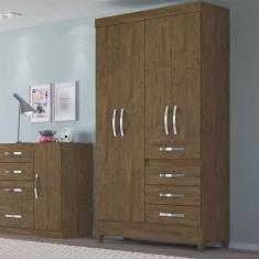 Guarda-Roupa 4 Portas 4 Gavetas com Espelho e Chave Sobral