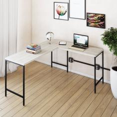 Mesa De Escritório Em L Estilo Industrial 150x140cm Active Snow-preto