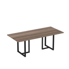Mesa De Reunião Retangular 200x90cm Mr2000p25tub Walnut/preto