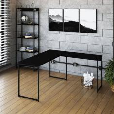 Escrivaninha L Estilo Industrial 150x140cm Dynamica Yescasa Preto Onix-preto