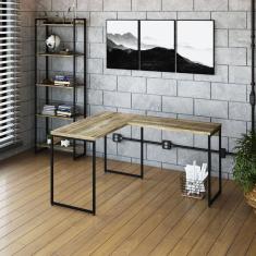 Escrivaninha L Estilo Industrial 120x140cm Dynamica Yescasa Carvalho -preto
