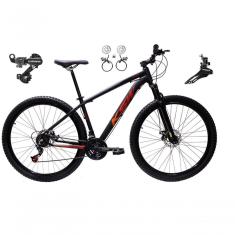 Bicicleta Aro 29 Ksw Xlt 24v K7 Câmbios Shimano Freio Hidráulico Garfo Trava - Preto/vermelho/laranja Tam.19