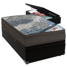Cama Box Baú Preto E Colchão Iso Superpocket Molas Ensacadas Solteiro Ortobom