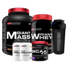 Kit Giant Mass 3kg + Giant Whey 900g + BCAA 4.5 250g + 2x Creatina 100