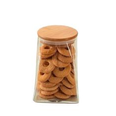 POTE DE VIDRO COM TAMPA DE BAMBU(700ml)