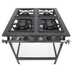 Fogão 4 Bocas 2 Duplas Stand Metal Brey Baixa Pressão 104-2D