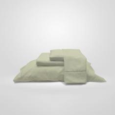 Jogo de Cama Casal Lençol Fronhas Colcha 400 Fios Ponto Palito 4 Peças