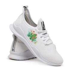 Tênis Casual Urbano Leve Com Palmilha Anatômica Confortável Branco Estampado-Masculino