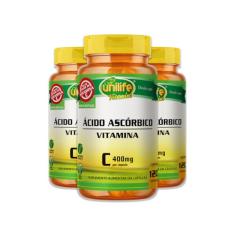 Kit 3 Vitamina C Ácido Ascórbico Unilife 120 Capsulas Veganas