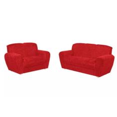 Conjunto de Sofá 5010 com 2 e 3 Lugares Tecido Suede Cor Vermelho