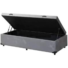 Cama Box Baú Solteiro Sintético Cinza