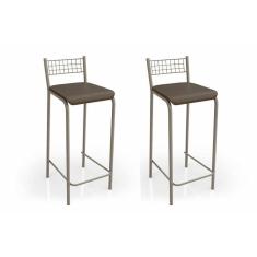 Banqueta Sala De Jantar Gênova 2b705nk Kit 2 Un Níquel/courano Marrom - Kappesberg