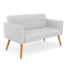 Sofá Namoradeira Elisa Linho Pés Palito Castanho - D`rossi Cor A05 Cinza