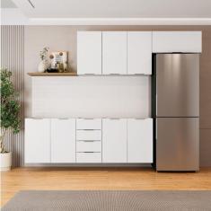 Cozinha Modulada 4 Peças sem Tampo 2 Aéreos e 2 Balcões 2 Portas Ipanema Cabecasa Madeiramadeira Branco