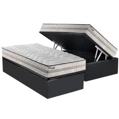 Cama Box Baú Solteiro: Colchão Espuma Paropas D33 Pasquale Plus Euro Pillow + Base CRC Suede Gray(88x188)