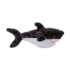 Pelúcia Tubarão Lantejoulas Preto 38Cm
