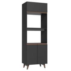 Torre Quente Armário de Cozinha 70 cm 3 Portas Preto Reims Madesa, Pre