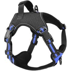 Peitoral Antipuxão Colete Resistente Cães Fortes MADOG Power, M, Azul