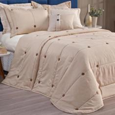 Colcha Casal Queen Size Brianna Tecido Liso Bordado 200 Fios - De Luca