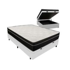 Cama Box Baú Viúva 128 Tecido Sintético Branco com Colchão Paris de Mo