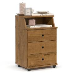 Mesa de Cabeceira Quarto Luxo New com 3 Gavetas - EJ Móveis, Freijo