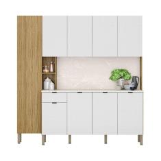 Armário De Cozinha Compacta 9 Portas E 1 Gaveta 200cm Milla Freijó-artico - Pallazio