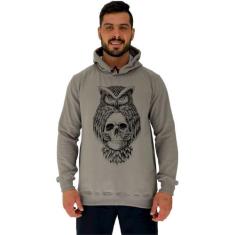 Blusa Moletom Tradicional Com Touca MXD Conceito Owl And Skull, M, Caq