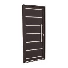 Porta Social de Giro com Lambris e Frisos Black em Aço 217 x 88 x 8 cm