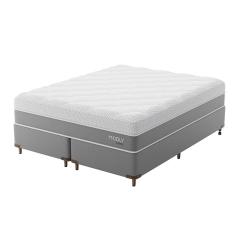 Cama Box King com Colchão Sublime Mola Ensacada e Espuma Viscoelástica (32x193x203) Cinza e Branco
