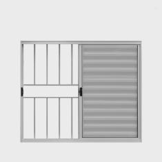 Janela de Alumínio Veneziana 100x100cm 3 Folhas Grade Hale Esquadrias