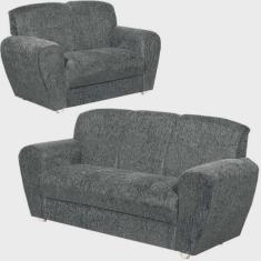 Conjunto de Sofá 5010 com 2 e 3 Lugares Tecido Suede Cor Cinza