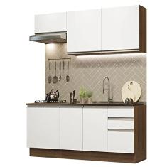 Cozinha Completa Madesa Glamy 180007 com Armário e Balcão (sem Tampo e Pia) - Rustic/branco