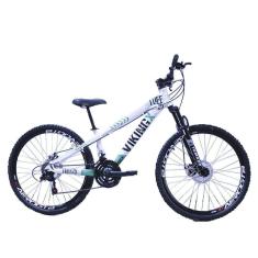 Bicicleta Viking X Tuff 25/30 Aro 26 Freio A Disco Mec 21v Cambios Importados Branco Verde