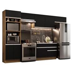 Cozinha Completa Madesa Glamy 350001 com Armário e Balcão (sem Tampo e Pia) - Rustic/preto