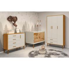 Quarto Isis Berço Americano 2 em 1 + Comoda Sapateira + Guarda Roupa I