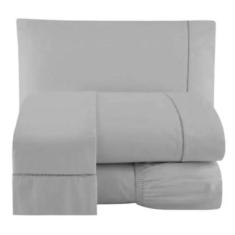 Kit Jogo de Lençol King Casal c/ Elástico 3 Peças Algodão Cama Box Det