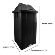 Lixeira Quadrada Com Tampa Vai E Vem Preta 100 Litros