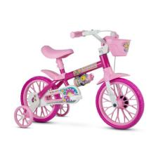 Bicicleta Infantil Aro 12 Rosa Com Rodinhas Menina Flower Nathor, 12, 