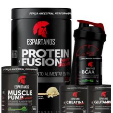 Kit Whey Protein Fusion + BCAA + Creatina + Glutamina + Pré Treino Lim