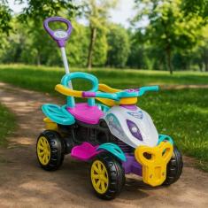 Quadriciclo Carrinho de Passeio Com Pedal Andador Infantil Com Empurra