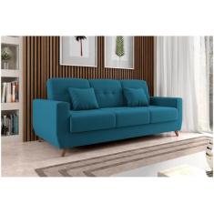 Sofá Cama 2 Lugares Reclinável e Baú Pamela Petróleo Matrix, Petróleo,