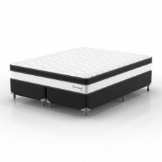 Conjunto Cama Box Queen Diamond Euro 158x198x63cm Montreal Bege/Preto