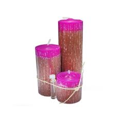 Kit 3 Velas Natalinas Decoração Cor Rosa - Enfeite De Natal