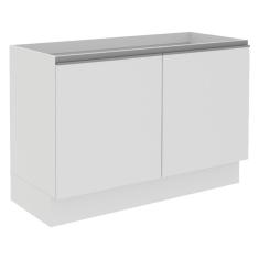 Balcão Gabinete de Pia Madesa Acordes 100% MDF 120 cm - 2 Portas Branco Brilho