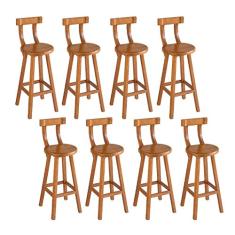 Conjunto 8 Bancos Altos Girafa Com Encosto Em Madeira De Lei Maciça