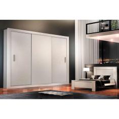 Guarda Roupa Casal 3 Portas De Correr E 4 Gavetas Veneza Branco - Rufato