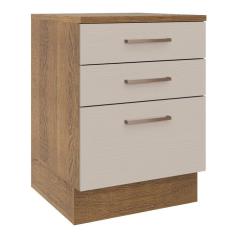 Balcão 60 Cm 3 Gavetas Agata Madesa Rustic/crema