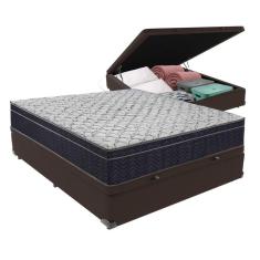 Kit Casal Cama Bege Box Baú Colchão Extra Firme Ortobom D45 Cor:marrom