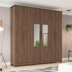 Guarda-roupa Casal 6 Portas 3 Gavetas com Espelho Cover Castanho HP
